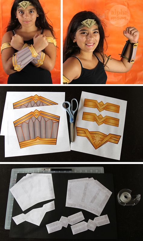 Kids' Wonder Woman Costume with Homemade Headband, Cuffs and Armbands! (DIY) by Brenda Ponnay for Alphamom.com Wonder Woman Costume Diy, Wonder Woman Diy, Homemade Headbands, Wonder Woman Halloween Costume, Cuffs Diy, Wonder Woman Movie, Wonder Woman Cosplay, Woman Costume, Wonder Woman Costume