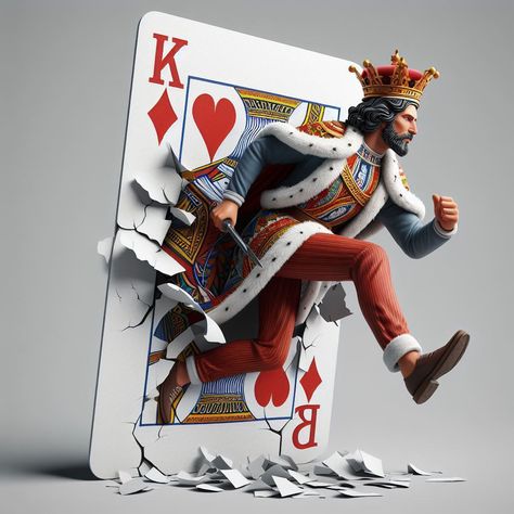 Poker Reference, Playing Card Illustration, Playing Card King, King Card, Modern Clothes, Alice Wonderland, Wall Decor Crafts, Acrylic Gems, Crashing Waves