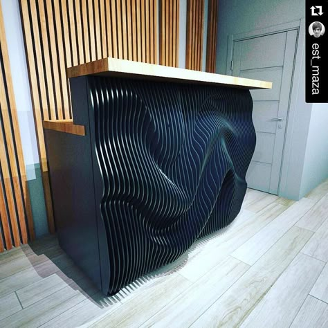 #Repost @est_maza with @repostapp.  Dj #p_metric - параметрическая  мебель из фанеры P.metric #furniture #wood #plywood #parametricde Parametric Table, Geometric Furniture Design, Geometric Furniture, Reception Desk Design, Cnc Furniture, Carved Furniture, Parametric Design, Cnc Design, Furniture Wood