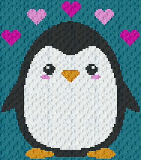 This cute penguin throw will make a wonderful addition to the bedroom or lounge! 94 x 107 squares - approx 50inch x 57inch with a 4mm hook. Size may vary with different tension, yarn and hook size used. Minecraft Crochet Patterns, Penguin Blanket, Penguin Crochet Pattern, Minecraft Crochet, Penguin Crochet, Crochet Pattern Written, Children's Church Crafts, Rainbow Wall Decor, Crochet Penguin