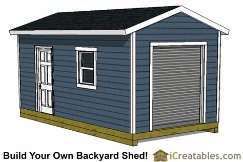 10 X 20 Shed Plans, 10 By 20 Shed, 12 X 20 Shed Plans, 10x20 Shed Plans, Shed With Garage Door, 10x20 Shed, Yard Office, Hammer Tattoo, Door Plans