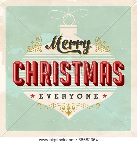 Vintage Christmas Card - Vector EPS10. Grunge effects can be easily removed for a brand new, clean sign. Vintage Merry Christmas, Merry Christmas Vintage, Merry Christmas To All, Merry Christmas Everyone, Old Christmas, Christmas Card Design, Noel Christmas, Merry Little Christmas, Vintage Christmas Cards