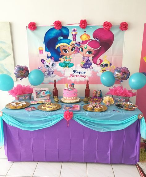 Shimmer And Shine Party Ideas, Shimmer And Shine Birthday Party Ideas, Shimmer And Shine Party, Shimmer E Shine, Shimmer And Shine Birthday, Shimmer And Shine Decorations, Shimmer Y Shine, Sparkle Birthday, Ariel Birthday