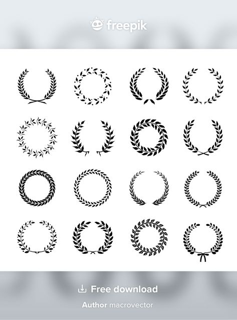 Set of black and white silhouette circul... | Free Vector #Freepik #freevector #circle #sports #wreath #leaf Circle Leaf Design, Logo Circle Design, Greek Wreath, Wreath Leaf, Gold Laurel Wreath, Sports Wreath, Leaf Symbol, Black And White Silhouette, Wreath Logo