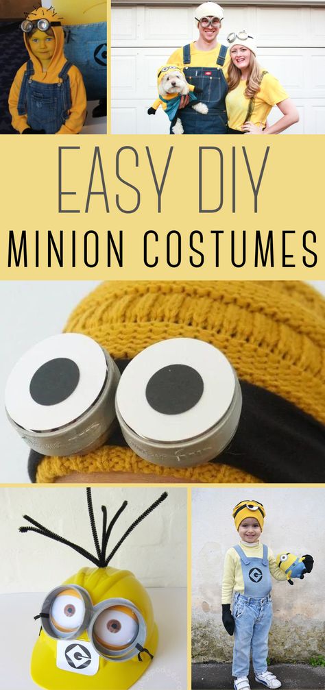 Kid Minion Costume Diy, Diy Carnevale Costume, Homemade Minion Costume Kids, Minon Costume Diy Halloween Family, Diy Minion Headband, How To Make A Minion Costume, Minion Dress Up Diy, Teacher Minion Costume, Easy Diy Minion Costume