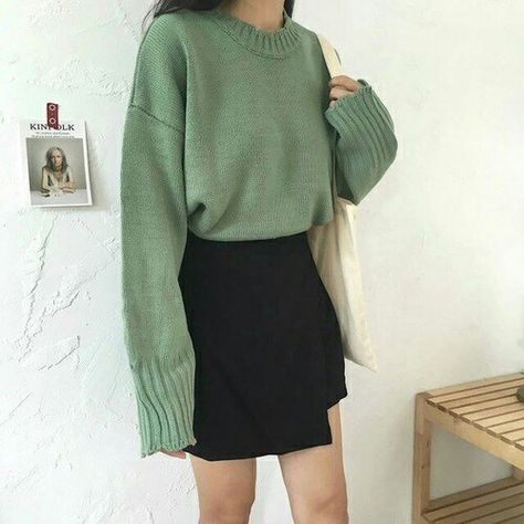 Korean Fashion Ideas, Baggy Clothes, Korean Fashion Trends, Green Outfit, Fashion Korean, Pin Board, Colourful Outfits, Korean Outfits, Cute Fashion