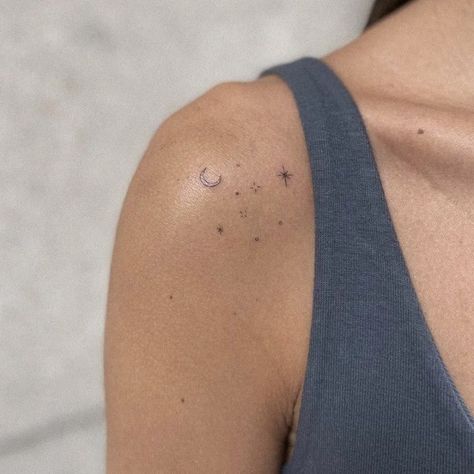 Tattoo, moon tattoo, star tattoo, galaxy tattoo, little tattoo Women Galaxy Tattoo, Stars Planets Tattoo, Saturn Galaxy Tattoo, Delicate Moon And Stars Tattoo, Stars Tatoos Woman, Universe Fine Line Tattoo, Mini Galaxy Tattoo, Moon And North Star Tattoo, Tiny Galaxy Tattoo