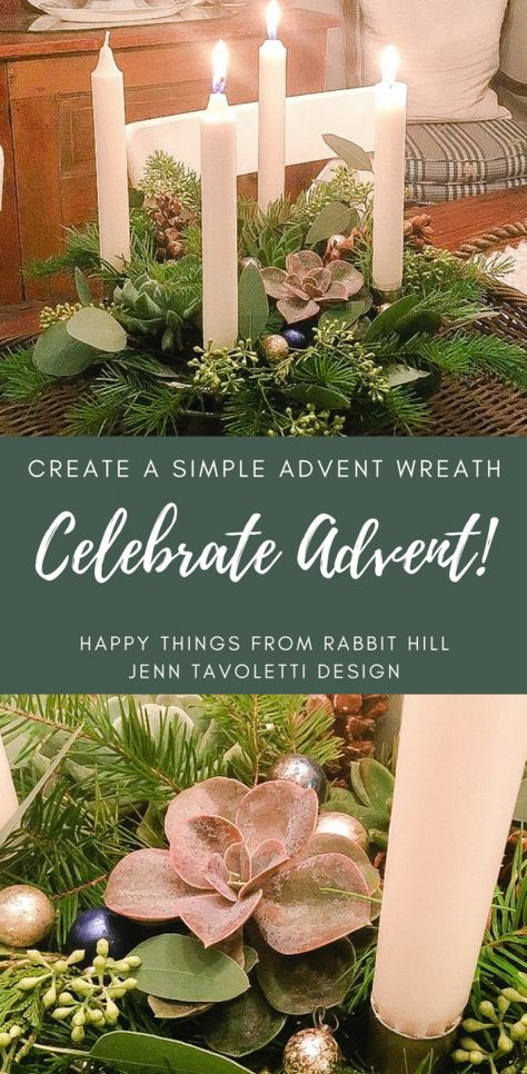 Inspiration for Creating a Simple Advent Wreath - Rabbit Hill Advent Candles Ideas Decoration, Advent Wreaths Ideas, Diy Advent Wreath Catholic, Advent Candles Ideas, Simple Advent Wreath, Advent Candle Wreath, Advent Wreath Ideas, First Day Of Advent, Advent Wreath Diy