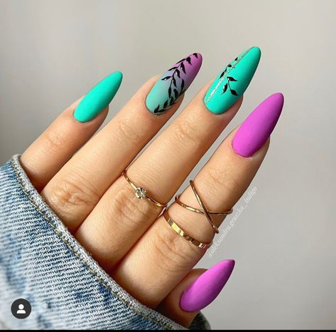 Paint Chip Nails, Bright Summer Dip Nails 2023, Vibrant Nails Summer, Vacation Nails Coffin, Bright Vacation Nails, Fun Bright Nails, Vibrant Nail Designs, Acrylic Nails Natural, Violet Nails