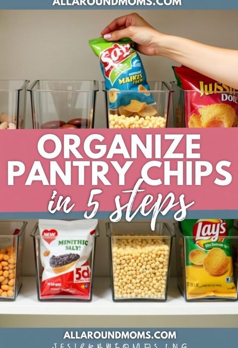 Organizing pantry chips effectively can transform your kitchen storage and make snack selection easier. By implementing a few simple steps, you can create an organized system that maximizes space and keeps chips fresh. This approach not only streamlines your pantry but also ensures you can easily locate and access your favorite snacks when cravings strike. Chip Pantry Organization, Seasoning Packet Organization, How To Store Chips Pantry, Organize Chips In Pantry, Pantry Chip Bag Organization, Chip Organization Pantry, Pantry Snack Organization, Chip Storage Ideas, Snack Organization Ideas