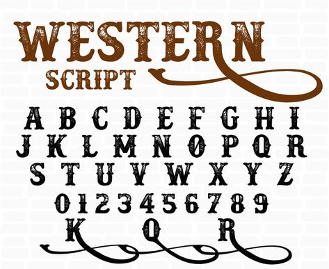 Western Letters, Western Alphabet, Free Svg Fonts, Cowboy Font, Best Cursive Fonts, Svg Western, Script Alphabet, Western Font, Old English Font