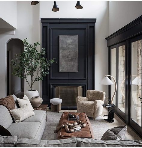 Moody Interior Design, Moody Living Room, Black Accent Walls, Casa Patio, Hus Inspiration, Traditional Modern, Contemporary Living Room, Interior Design Tips, Luxury Interior Design