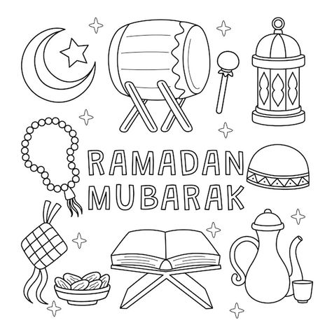 Ramadan Drawing For Kids, Drawing For Ramadan, Ramadan Colouring Pages, Ramadan Coloring Pages Free Printable, Ramadhan Coloring, Ramadan Arts And Crafts, Ramadan Doodles, Ramadan Drawings, Ramadan Drawing Ideas