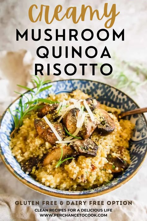 Creamy Mushroom Risotto, Risotto Vegan, Quinoa Risotto, Mushroom Quinoa, Quinoa Dishes, Plantbased Recipes, Vegan Quinoa, Cook Healthy, Cooking Recipes Healthy