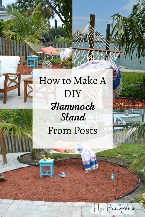 Hammock Chair Stand Diy, Homemade Hammock, Hammock Posts, Diy Hammock Stand, Hammock Stand Diy, Diy Hammock Chair, Free Standing Hammock, Campsite Decorating, Eno Hammock