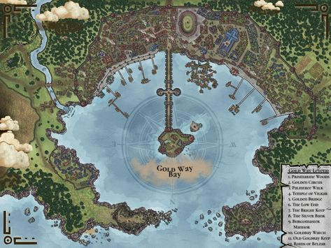 Gold Way | Inkarnate - Create Fantasy Maps Online Dnd City, City Of Gold, Fantasy City Map, Village Map, Dnd World Map, Map Making, Fantasy Town, Fantasy World Map, City Layout