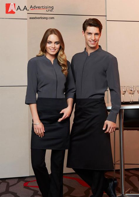 Contact AA Advertising to learn about available options for your Corporate Uniform Program. http://www.aaadvertising.com Waitress Outfit Ideas, Barista Uniform, Waiter Outfit, Bar Uniform, Cafe Uniform, Waitress Outfit, Waitress Uniform, Housekeeping Uniform, Bistro Apron