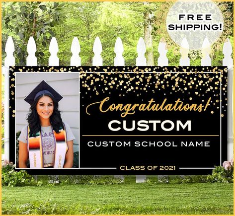 Standing Banner Design, Graduation Photo Banner, Graduation Party Signs, Grad Banner, Congratulations Banner, Senior Graduation Party, Graduation Party High, Graduation Yard Signs, Graduation Backdrop