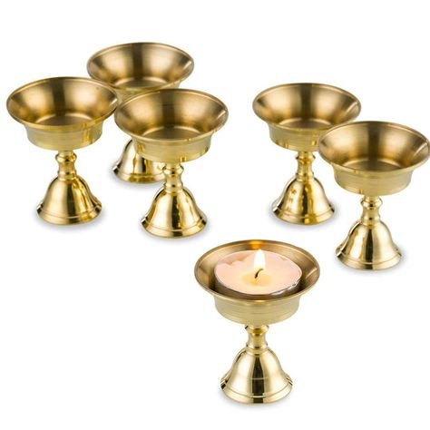 PRICES MAY VARY. Pack of 6 Butter Lamp Ghee Lamp Holder Gold Cup Design: fit for altar, Puja, Lamaism candle ceremony Made of brass, thick cup, so durable Dimensions: Top diameter: 2.2inch/5.6cm; Height: 2.4inch/6cm Candle ceremony accessory, perfect for votive or altar use Home candle ceremony accessory, perfect for votive, altar, Buddhism use. Fit for butter oil, ghee oil and tea light candle Shape: gold cup design Size: Top diameter: 2.2inch/5.6cm; Height: 2.4inch/6cm Material: Copper Color: Ceremony Candles, Buddhist Altar, Round Candles, Butter Oil, Candle Cup, Candle Lamp, Pillar Candle Holders, Tealight Holder, Candle Accessories