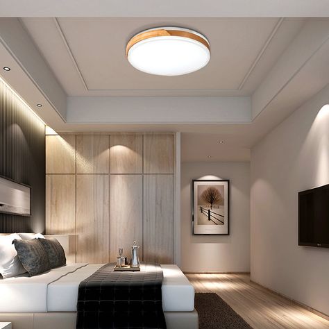 Warm/White Ceiling Light Flush Mount Modern Wood and Iron Flush Mount Light Fixture in White/Gold for Indoor Wavy Wood, Ceiling Light Flush Mount, White Ceiling Light, Wood Pattern, Metal Hanging Lights, Light Fixtures Flush Mount, White Ceiling, False Ceiling Design, Mode Design