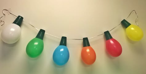 Christmas Lights Party Theme, Balloon And Solo Cup Christmas Lights, Stranger Things Balloon Garland, Balloon Christmas Lights, String Lights Diy, Christmas Lights Garland, Clever Halloween Costumes, Balloon Lights, Christmas Program