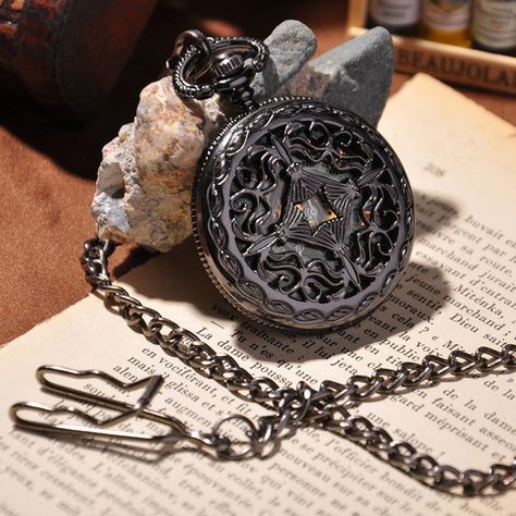 Skeleton Pocket Watch, Black Cage, Mechanical Pocket Watch, Skeleton Watches, Vintage Pocket Watch, Steampunk Accessories, Magical Jewelry, Watch Lover, Pocket Watches