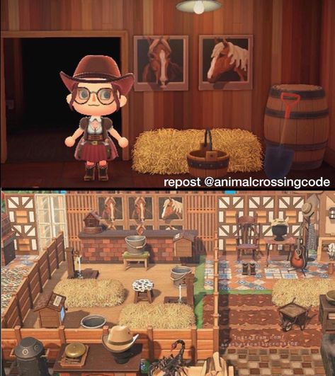 Animal Crossing 🌴 on Instagram: “Horse Stable Code🐴, you need only one slot for this one���🤣 ~ C: TheEffanlneffable on reddit ~ ~ ~ Tags: #animalcrossing #acnl…” Horse Animal Crossing, Acnh Horse Stable, Acnh Western, Acnh Dump, Animal Crossing Pc, Motif Acnl, Animal Crossing 3ds, Ac New Leaf, Animal Crossing Memes