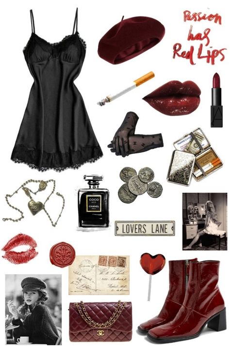 Estilo Vamp, Femme Fatale Aesthetic Outfit, Rockstar Girlfriend Aesthetic Outfits, Red Fashion Aesthetic, Femme Fatale Aesthetic, Estilo Blair Waldorf, Rockstar Girlfriend, Rockstar Gf, Dark Feminine Aesthetic