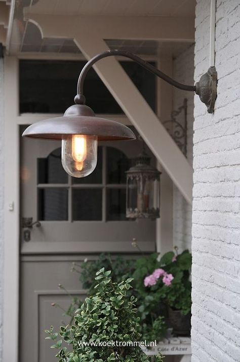 Farmhouse Touches Industrial Exterior, Outdoor Light Fixture, Front Door Lighting, Farmhouse Style Lighting, French Doors Exterior, Entry Lighting, Exterior Light Fixtures, Farmhouse Light Fixtures, Farmhouse Pendant Lighting