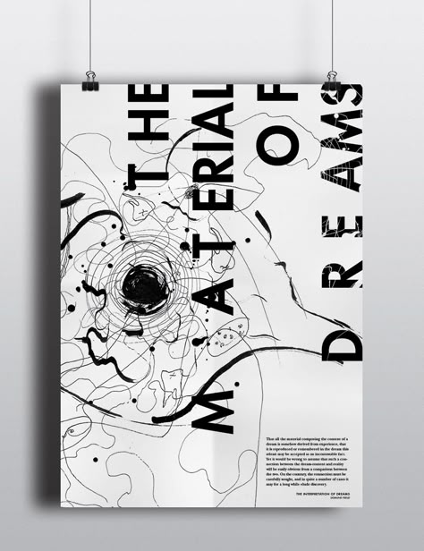 Poster exploring the concept of fluidity inspired by Freud's dream theories, Surrealism, and free association. Book Surrealism, Free Association, Typo Poster, Photoshop Design Ideas, 타이포그래피 포스터 디자인, Graph Design, Typography Poster Design, Typographic Poster, Grafic Design