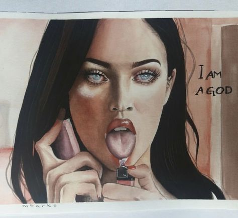 Megan Fox Portrait, Fox Portrait, Jennifer Check, Face Art Drawing, Color Drawing Art, Fox Painting, Jennifer's Body, Beauty Art Drawings, Easy Drawings Sketches