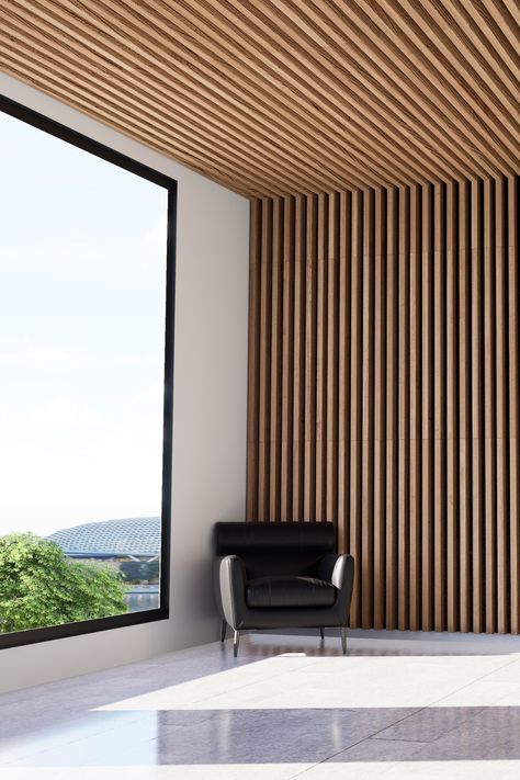 Our revolutionary acoustic slat panel allows you to create the MuffleTimber effect on suspended ceilings!  #suspendedceiling #comingsoon #featurewalls #featurewall #wallandceiling #transformyourspace #muffleacoustics Wood Panel Ceiling, Slat Ceiling, Earth Kitchen, Wood Slat Ceiling, Library Hotel, Acoustical Ceiling, Acoustic Ceiling Tiles, Minimal Boho, Wood Roof