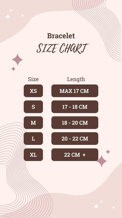 Bracelet Size Guide in CM Average Bracelet Size, Wrist Size Chart Bracelets, Prices For Bracelets, Bracelet Size Chart Cm, Bracelets Size Chart, Bracelet Length Guide, Bead Bracelet Size Chart, Bracelet Sizes Chart, Bracelet Small Business Name Ideas