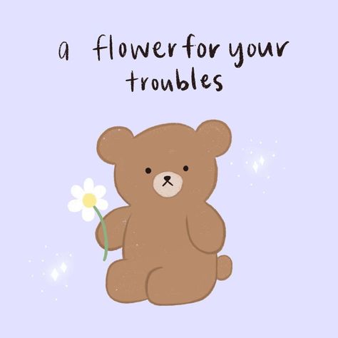 Cute motivational bear with a flower Teddy Drawing, Giving Flowers, Diy Card Ideas, Snow Flower, Bunny And Bear, Holding Flowers, Polar Bears, Flower Drawing, Polar Bear