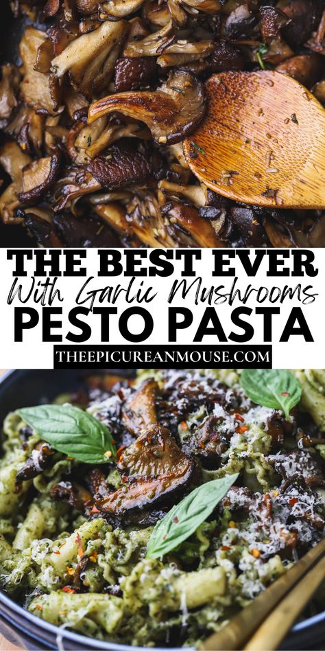 Pesto Mushroom Pasta, Pesto Mushrooms, Walnut Pesto Pasta, Mushroom Pesto, Tasty Noodles Recipe, Caramelized Mushrooms, Fresh Basil Pesto, Mushroom Recipes Pasta, Steak Pasta