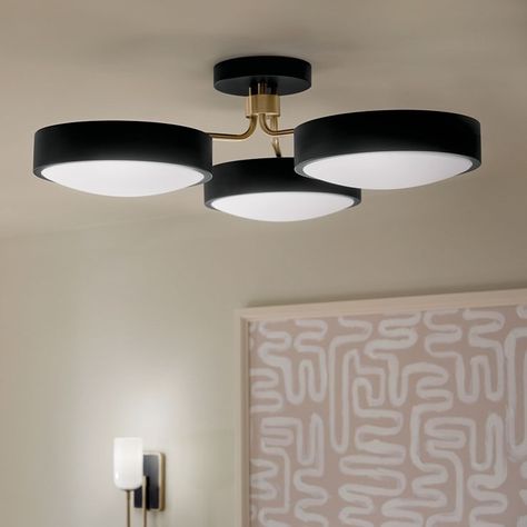 Sago 40" Semi Flush in Black and Bronze | Kichler Lighting Semi Flush Light Fixtures, Foyer Light, Semi Flush Light, Flush Light, Kichler Lighting, Flush Mount Lights, Semi Flush Lighting, Champagne Bronze, Semi Flush Ceiling Lights