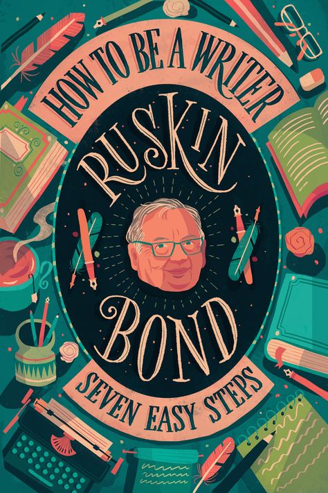 "How to be a writer" - Ruskin Bond postcard on Behance Tarot Cards Art Illustration, Ruskin Bond, Creative Book Covers, English Projects, New Scientist, Tarot Cards Art, Book Cover Art, Name Design, Cover Pages