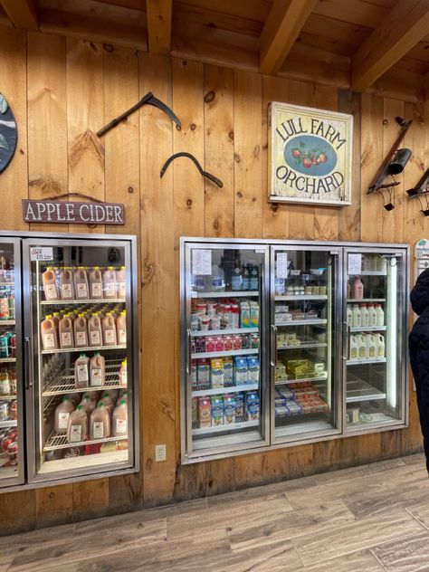 Love the recessed fridges and freezers with ability to stock items from behind Rustic Convenience Store, Country General Store, Feed Store Ideas, Country Store Ideas, Farm Store Ideas, Victor Harbour, Festival Grounds, Coffee Display, Farmers Market Display