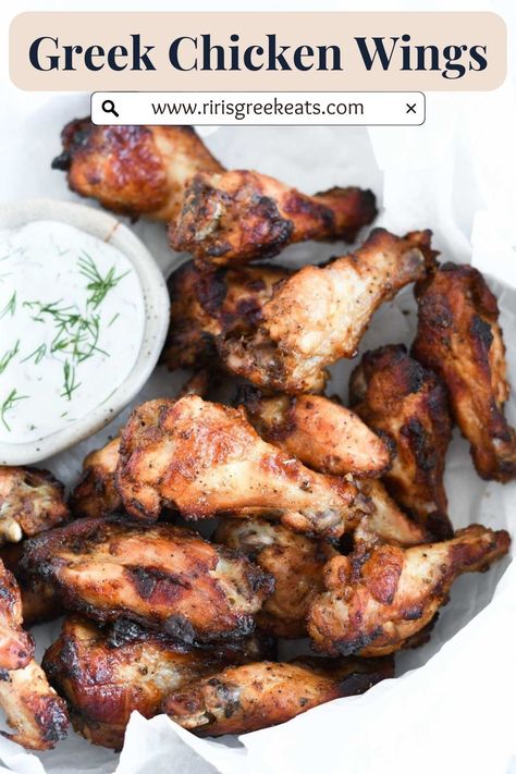 Do you need a quick, easy, high-protein chicken wing recipe!? You’ve come to the right place. Enter Greek chicken wings! Pasta Flora Recipe, Greek Chicken Wings, Oven Baked Greek Chicken, Traditional Greek Moussaka Recipe, Chicken Wing Seasoning, Greek Recipes Easy, Oven Chicken Wings, Chicken Wing Recipe, Baked Greek Chicken