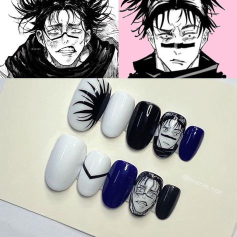 Choso Jjk Nails Two Pictures Of Anime Characters With Different Nail Designs Choso wallpaper desktop #zicxa-photos #zicxa #images #background #wallpaper #freepik #shutterstock #VN #videos #zicxa-videos Choso Nail Idea, Gojo Nails Design, Choso Jjk Nails, Gojo Nail Art, Jjk Nails Gojo, Gojo Nails Inspired, Pictures Of Anime Characters, Megumi Nails, Gojo Nails