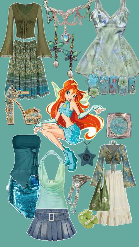 Bloom Outfits, Winx Club Outfits, Winx Bloom, Bloom Winx, Clear Winter, Winter Color Palette, Bloom Winx Club, Diamond Face, Outfit Collage