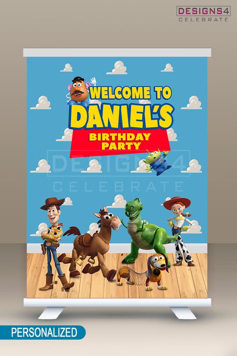 Ready for an epic birthday party? Welcome your guests with our custom Toy Story sign! Featuring the Toy Story logo with the birthday child's name and iconic characters, this sign is perfect for birthday decorations. Delivered digitally in high-resolution (jpg) format, it's ready to be printed on a large scale. Celebrate in style and create unforgettable memories. Make this party a magical experience! 🎉✨ #ToyStoryParty #BirthdayDecorations #CustomSigns #PartyDecor #ToyStoryTheme Toy Story Welcome Sign, Toy Story Poster Ideas, Toy Story Party Signs, Toy Story Name Sign, Toy Story Free Printables Birthdays, Story Logo, Toy Story Theme, Toy Story Birthday Party, Custom Toys