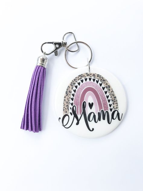 Keychain For Mom, Crafts 2023, Football Mom Gifts, Rainbow Decal, Dental Hygienist Gifts, Rainbow Keychain, House Crafts, Pink Donuts, Acrylic Keychains