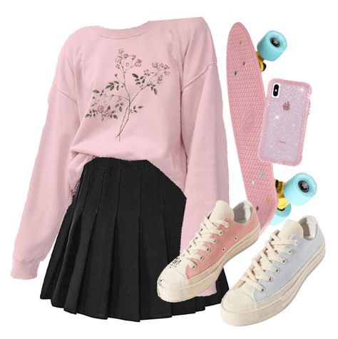 pink Outfit | ShopLook Cute Pink School Outfits, Cutesy Pink Aesthetic Outfits, Black And Pink Outfit Aesthetic, Pastel Pink Clothes, Pastel Pink Outfits Aesthetic, Cute Pastel Outfit, Pink And Black Outfit, Cute Outfits Pink, Pink Ladies Outfit