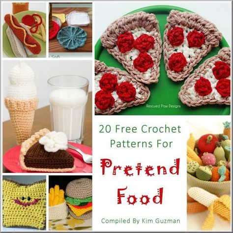 Link Blast: 20 Free Crochet Patterns for Pretend Play Food | CrochetKim™ Crochet Tunisian, Crochet Toys Free, Pretend Food, Food Patterns, Crochet Food, Crochet Patterns Free Blanket, Play Food, Yarn Projects, Crochet Patterns For Beginners