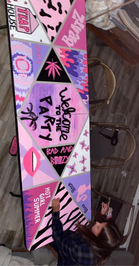 Girly Pong Table, Birthday Cakes Black, Cup Pong, Beer Pong Table Diy, Canvas Sorority, Diy Beer Pong, Diy Beer Pong Table, Custom Beer Pong Tables, Beer Pong Table Designs