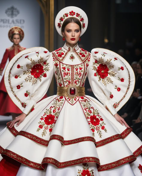 Anastacia Disney, Beautiful Gown Designs, Folklore Fashion, Polish Clothing, United Nation, School Costume, Carnaval Costume, Russian Fashion, Cat Walk