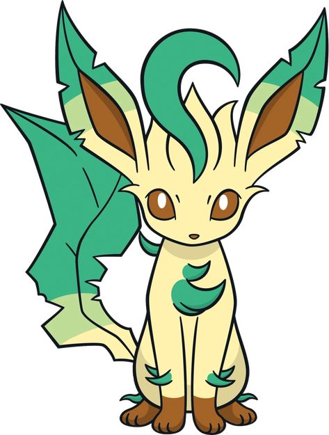 Eeveelutions Drawings Easy, Leafeon Drawing, Leafeon Icon, Leafeon Sitting, Leafeon Tattoo, Leafeon Tattoo Design, Star Pokemon, Leafeon Art, Shiny Leafeon