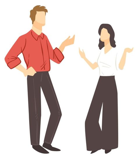 Businessman and woman on meeting talking vector Two People Talking Reference, Two People Talking Drawing Reference, People Talking Illustration, Kid Anatomy, 2 People Talking, Man And Woman Talking, Two People Talking, Talking Picture, Storyboard Illustration