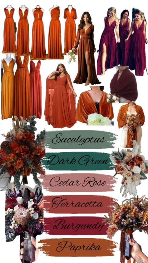 Bridesmaid Autumn Dresses, Autumn Colour Bridesmaid Dresses, Mix And Match Bridesmaid Dresses Autumn, Fall Colour Bridesmaid Dresses, Autumnal Wedding Colour Schemes, Fall Mix Match Bridesmaid Dresses, Fall Color Bridesmaid Dresses Mismatched, Autumn Bridesmaid Dresses Color Palettes, Autumnal Bridesmaid Dresses